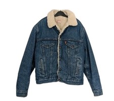 Vintage LEVI'S Orange Tab Denim Sherpa Lined Trucker Jacket  42 M Made in USA