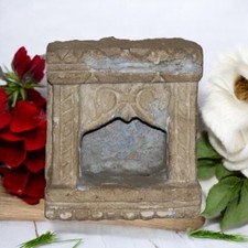 Antique Sand Stone Wall Arch Shelf Alcove Heavy Solid Original Old Hand Carved