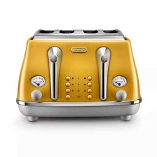 DeLonghi Icona Capitals 4 Slice Toaster CTOC4003Y Yellow | Dual Control | 1800W