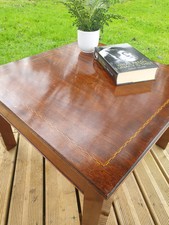 Vintage Marquetry inlay mahogany Square Lounge Wood coffee table