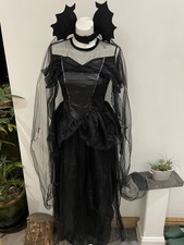 Women’s Black Victorian Gothic Bat Fairy Costume – Halloween Fancy Dress - New