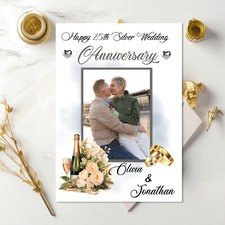 Personalised Wedding Anniversary Photo Card For Couple,Husband, Wife,Friends