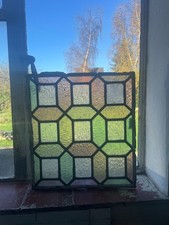 Antique Art Deco Stained Glass Window Panel: 1920s, Unique. 005