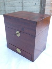 Victorian Mahogany Travelling Apothecary Box, original key, draw and scales