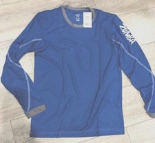 mens blue long sleeve T shirt top Zumba gym fitness Dance training cool, New