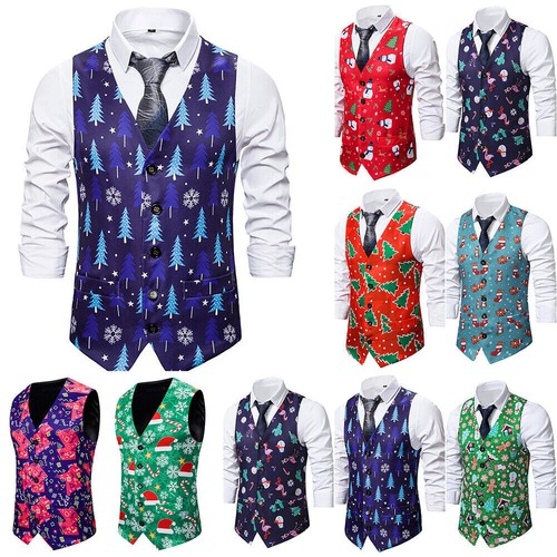 Mens retro christmas waistcoat - mens,