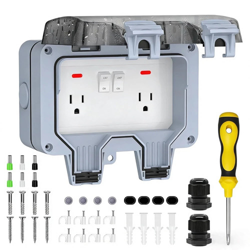 Double outdoor outlet with - double,