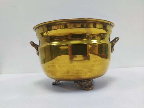 Vintage brass jardiniere cache - brass,