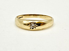 9ct Yellow Gold Star Set Diamond Gypsy Ring. Size O1/2. Gift Boxed.