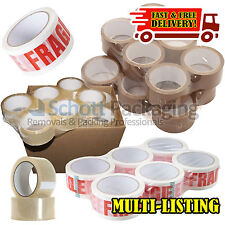 LONG LENGTH PACKING TAPE STRONG - BROWN / CLEAR / FRAGILE 48mm x 66M PARCEL TAPE