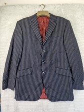 M&S Alfred Brown The Sartorial 100% Wool Pinstripe Suit Jacket Size 40in VGC
