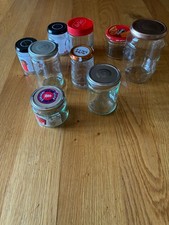 Bundle Job Lot Assorted x9 Empty Clear Glass Jars with Screw Top Lids