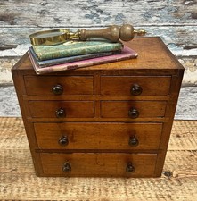 Antique 1800s Miniature Apprentice/ Desk Top Mahogany Chest Of Drawers