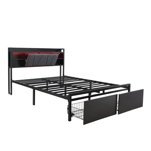 4ft6 double metal bed - bed, frame