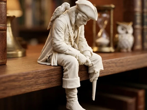 Pirate sitting edge statue - statue, 3d