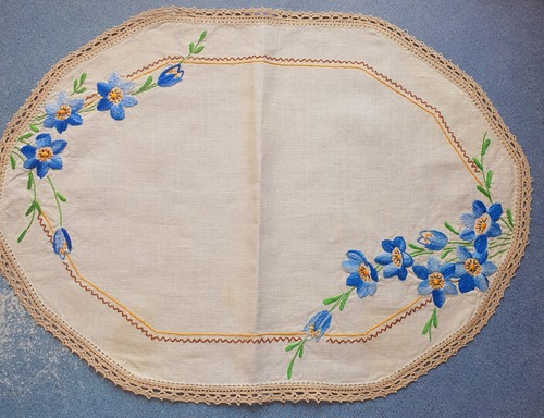 Vintage linen tray cloth - vintage,