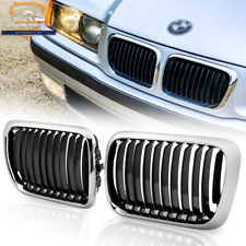 for BMW E36 3 Series M3 97-99 2DR/4DR Chrome+Black Front Kidney Grill Grille