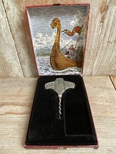 Konge Tinn Decorative Norwegian Royal Pewter Corkscrew & Original Box Scandi