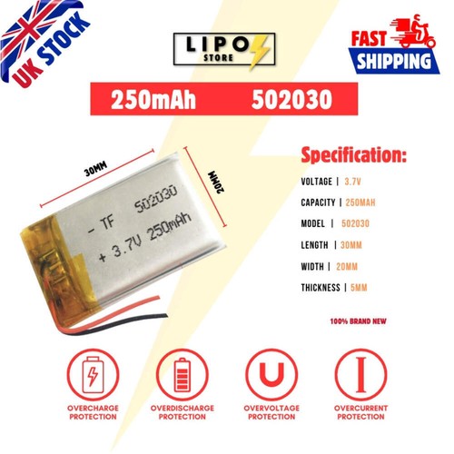 502030 250mah lipo - 3.7v,