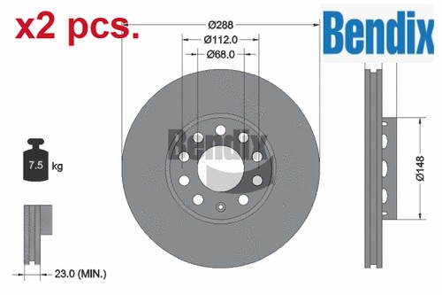 Pcs front brake disc set - x2,