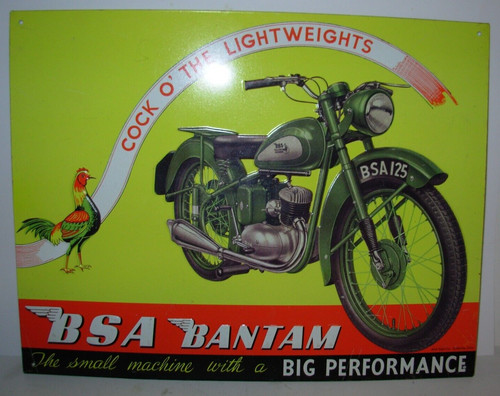 Bsa bantam motorcycle tin sign - motorcycle,