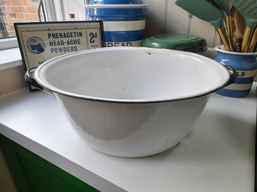 Vintage enamel wash bowl with - vintage,
