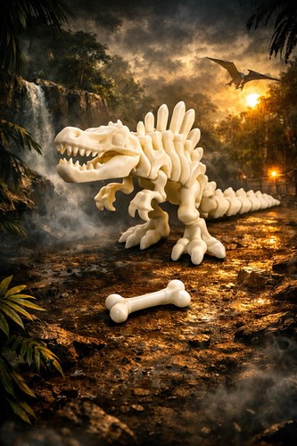 Articulated dinosaur skeleton - articulated,