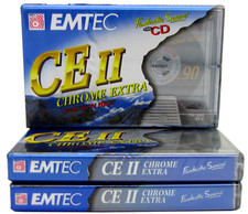 3 X BASF EMTEC CE II 90 BLANK TYPE 2 CHROME EXTRA AUDIO CASSETTE TAPES NEW 