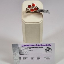 Gemporia Ethiopian Cherry Opal & Diamond Sterling Silver Ring Size 9 R-S COA