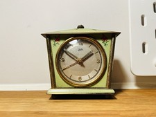 Cute Vintage 1950s Pagoda Top Style JUBA German Green Mechanical Alarm Clock ?
