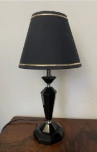 Black crystal glass table - black,