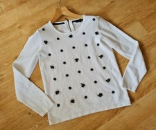 LADIES COAST WHITE EMBELLISHED COTTON JUMPER SIZE SMALL