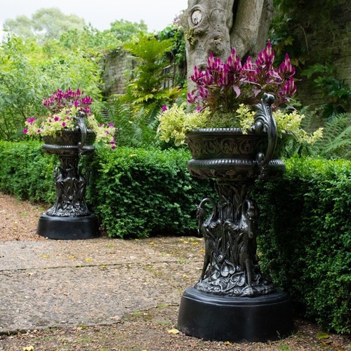 Pair swan planters garden - of,