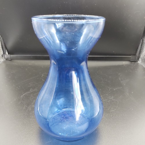 Blue glass hyacinth bulb vase - glass,