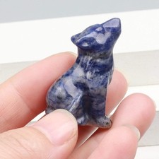Crystal Howling Wolf Figurines – Hand-Carved Natural Stone Animal Wolves Figures