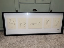 IKEA Picasso Print Framed Wall Art Animals Olunda Line Drawing Illustration Used