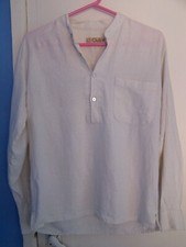 O CLUB WHITE LONG SLEEVED SHIRT - No Collar - SIZE S