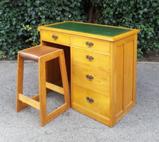 VINTAGE OAK DESK & STOOL