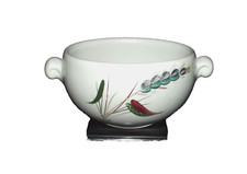 Denby Pottery Greenwheat Pattern Lug Handled 4” Indvidual Soup Bowl in Stoneware