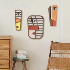 Abstract Wood Picasso Wall Art Decor - Modern Minimalism Mask Home Wall Decor...