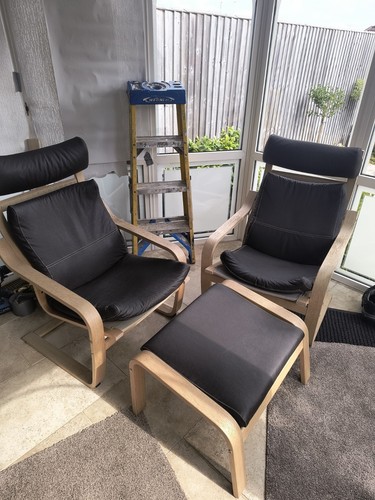 Ikea poang leather chairs 2 - chairs,