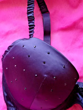 32E PADDED PURPLE BRA ❤️ BLACK DIAMANTE CRYSTALS ❤️ Secret Possessions / Primark