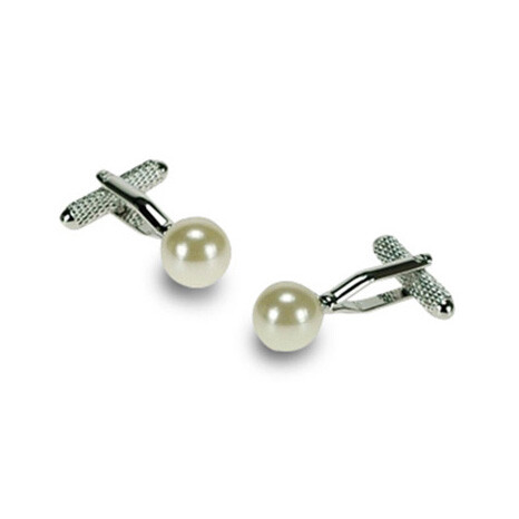 Pearl effect cufflinks - pearl,