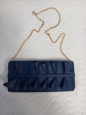 ? Dorothy Perkins Blue Clutch Bag With Detachable Chain Strap Preloved