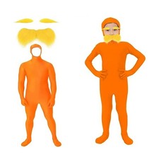 Adult Kids Spandex Costume Orange Full Body Invisible Morph Suit Party Book Week