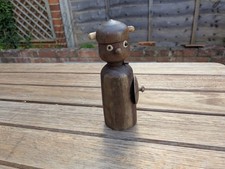 Vintage Corkscrew Viking Teak Wood Figure Danish Folk Art Nordic Handmade