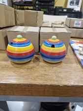 2 X Rainbow Striped Sugar Bowl