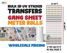 Bulk 3D UV Stickers Custom Metre Gang Sheet Personalised DTF Printing Wholesale