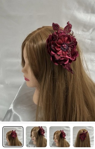 Red flower hairpiece - red,