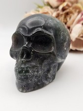 Large Druzy Moss Agate skull